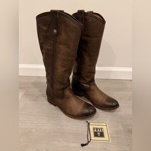 Frye Melissa Button Extended Calf in Slate Size 8